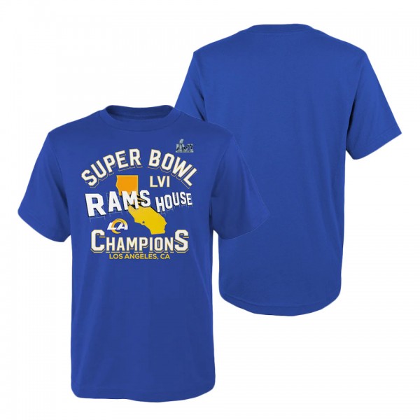 Youth Los Angeles Rams Fanatics Branded Royal Super Bowl LVI Champions Hard Count Hometown T-Shirt