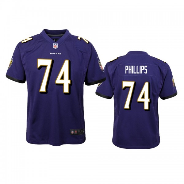 Youth Ravens Tyre Phillips Purple Game Jersey