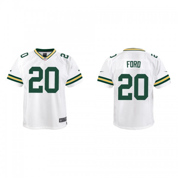Youth Green Bay Packers Rudy Ford White Game Jerse...