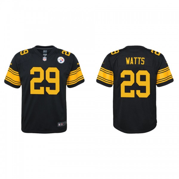 Youth Ryan Watts Pittsburgh Steelers Black Alternate Game Jersey