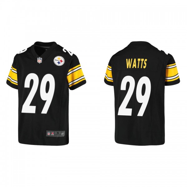Youth Ryan Watts Pittsburgh Steelers Black Game Je...