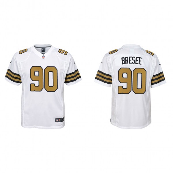 Youth New Orleans Saints Bryan Bresee White 2023 NFL Draft Alternate Game Jersey