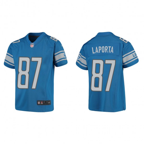 Youth Detroit Lions Sam LaPorta Blue 2023 NFL Draf...