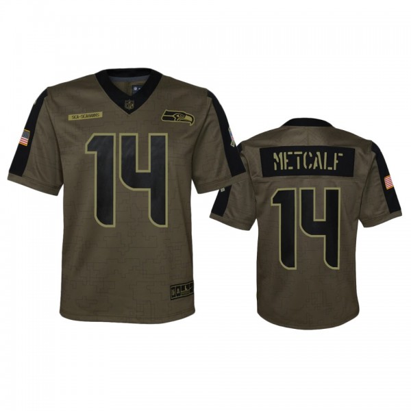 Youth Seattle Seahawks DK Metcalf Olive 2021 Salut...