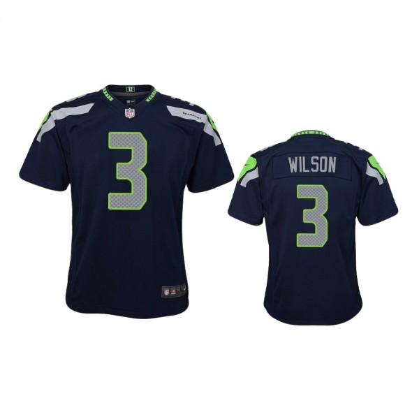 Youth Seahawks Russell Wilson College Navy Game Je...