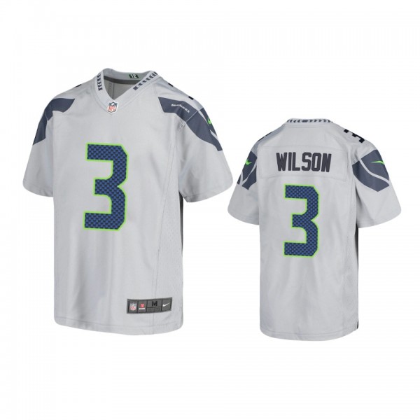 Youth Seahawks Russell Wilson Gray Game Jersey