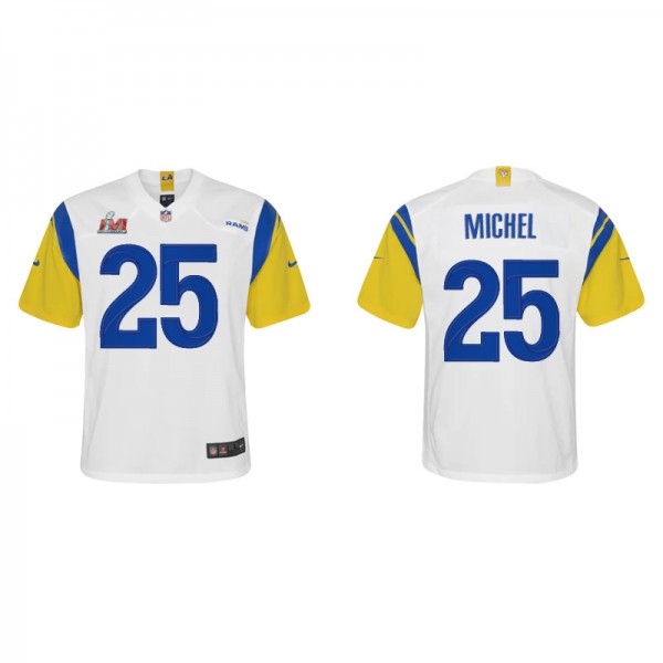 Youth Los Angeles Rams Sony Michel White Gold Supe...