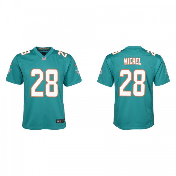 Youth Miami Dolphins Sony Michel Aqua Game Jersey
