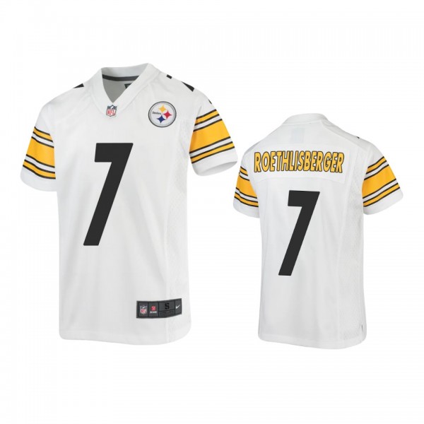Youth Steelers Ben Roethlisberger White Game Jerse...