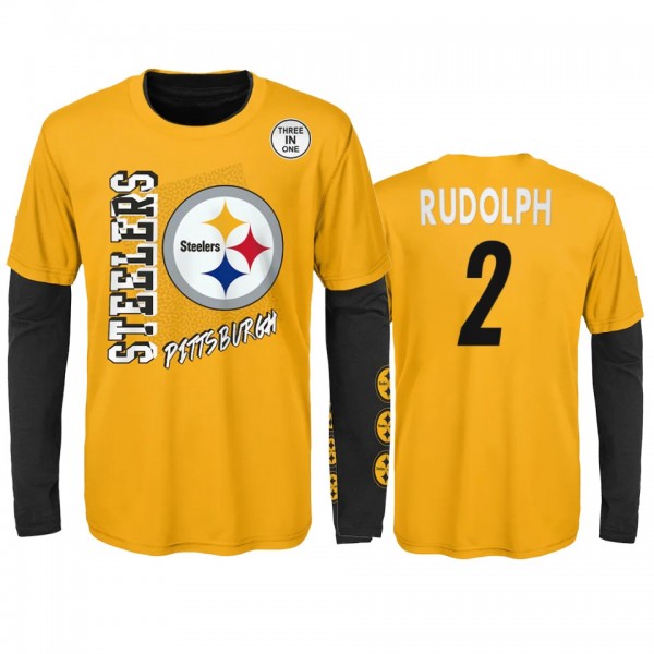 Pittsburgh Steelers Mason Rudolph Gold Black For the Love of the Game Combo Set T-Shirt - Youth