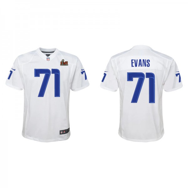 Youth Bobby Evans Los Angeles Rams White Super Bow...