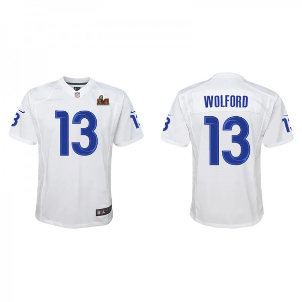 Youth John Wolford Los Angeles Rams White Super Bo...