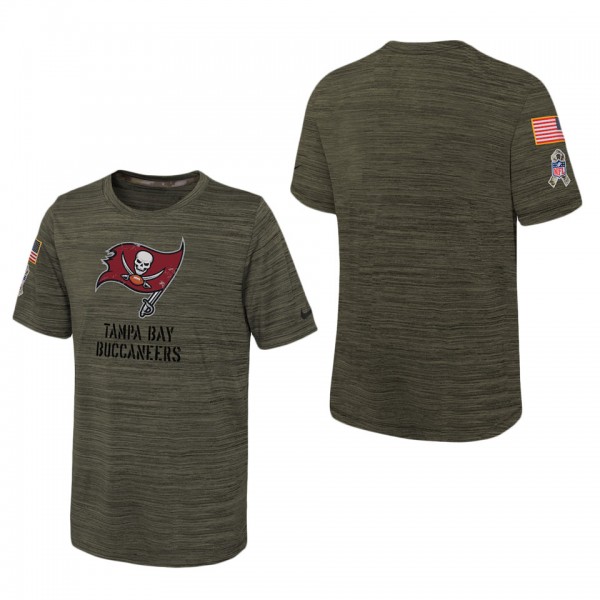 Youth Tampa Bay Buccaneers Olive 2022 Salute To Service Velocity T-Shirt