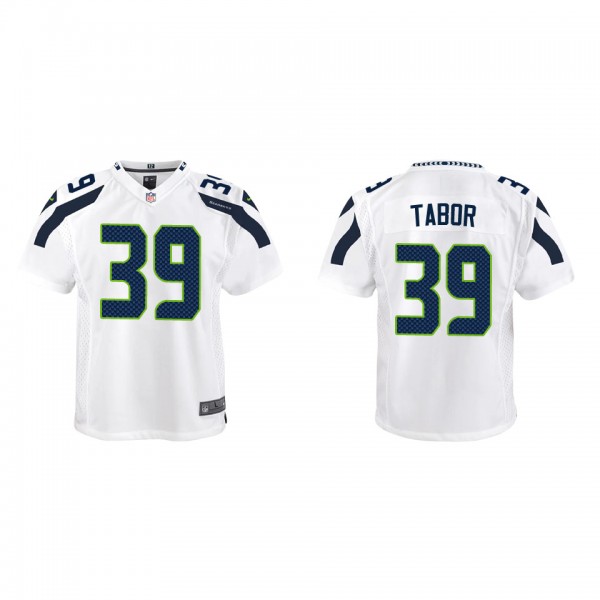 Youth Seattle Seahawks Teez Tabor White Game Jerse...
