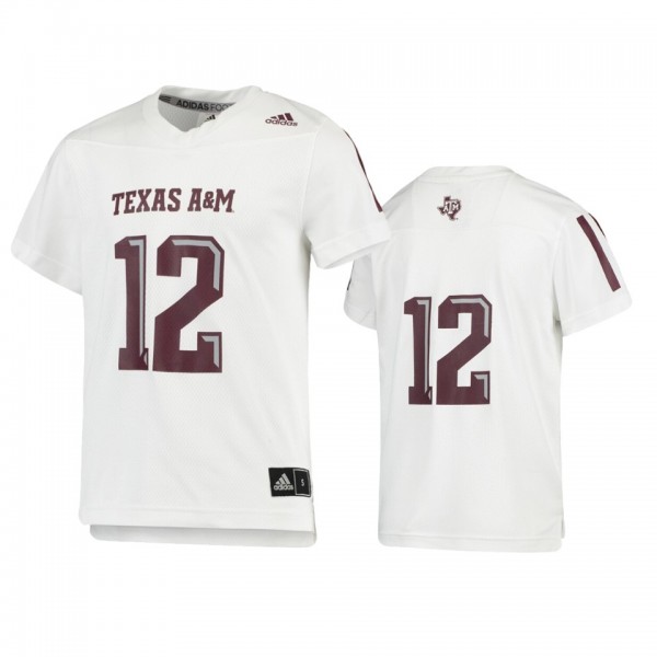 Texas A&M Aggies #12 White Replica Football Je...