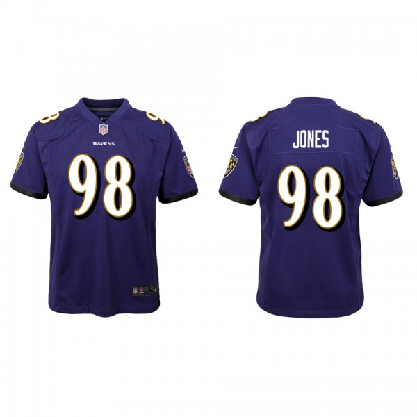 Youth Baltimore Ravens Travis Jones Purple Game Je...