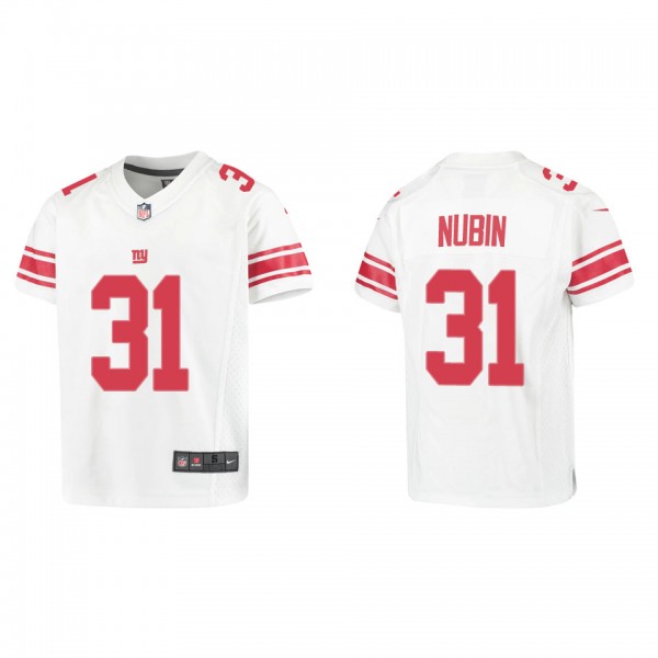 Youth Tyler Nubin New York Giants White Game Jerse...