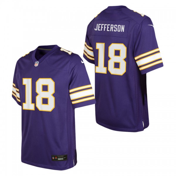 Youth Minnesota Vikings Justin Jefferson Purple Cl...