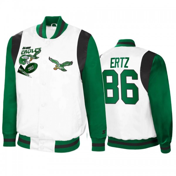Philadelphia Eagles Zach Ertz White Kelly Green Retro The All-American Full-Snap Jacket