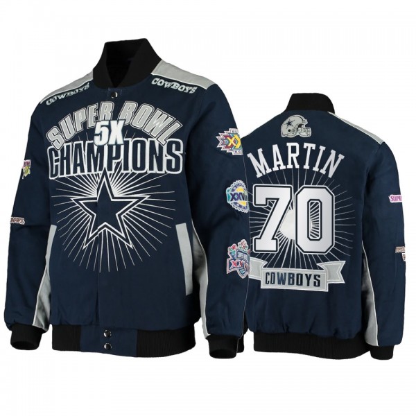 Dallas Cowboys Zack Martin Navy Super Bowl Champions Extreme Triumph Commemorative Full-Snap Jacket