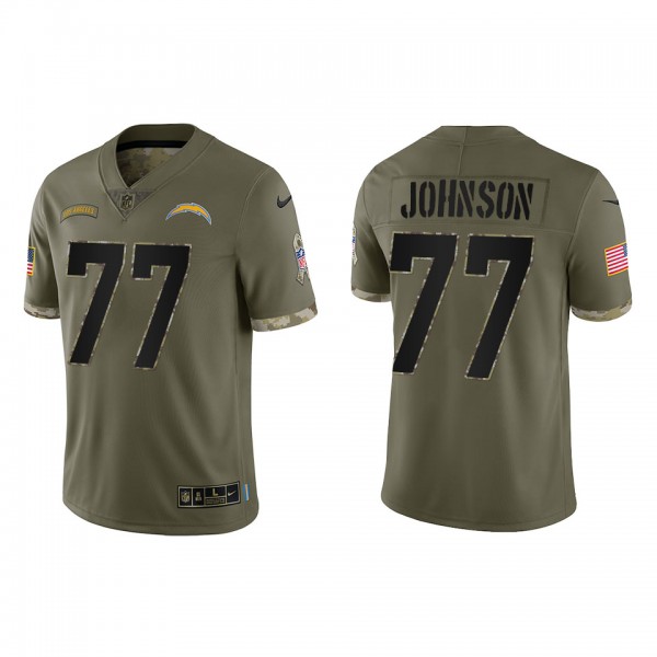 Zion Johnson Los Angeles Chargers Olive 2022 Salute To Service Limited Jersey